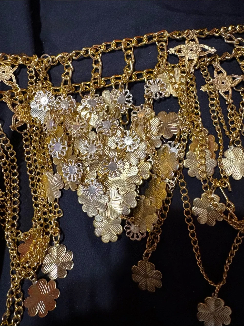 Gold Floral Chain Belly Belt - Women Accessories